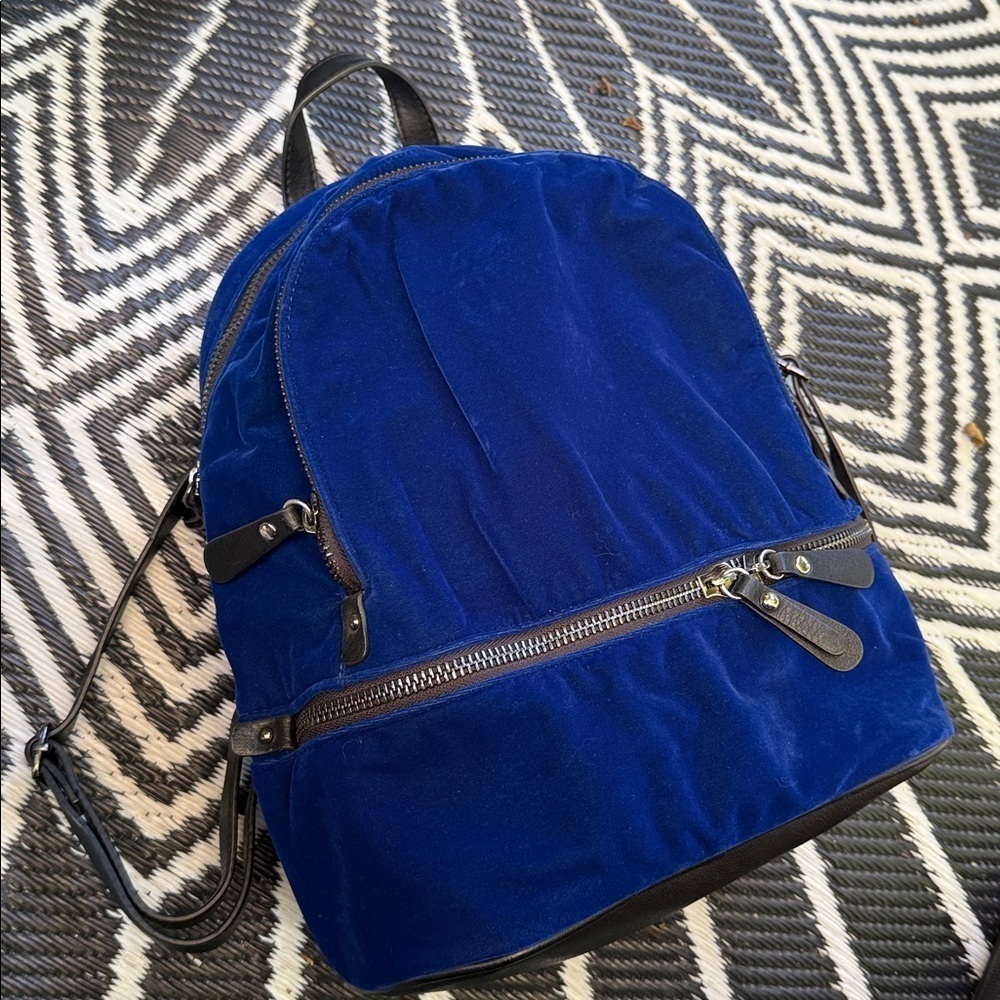 Design Lab (Lord & Taylor): Elegant Blue Velvet Backpack. Like new!